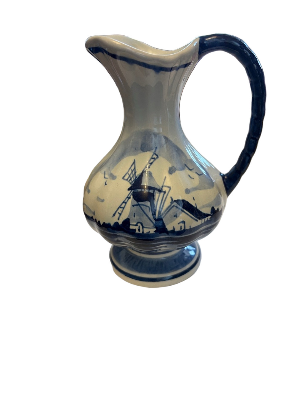 Vintage Delft Blue  Pottery Pitcher Authentic Numbered